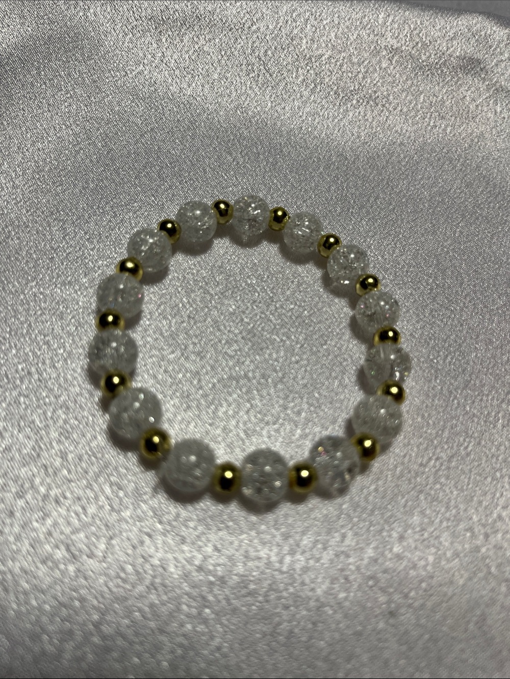 Gold & Clear Bead Stretch Bracelet - Elegant Women’s Jewelry